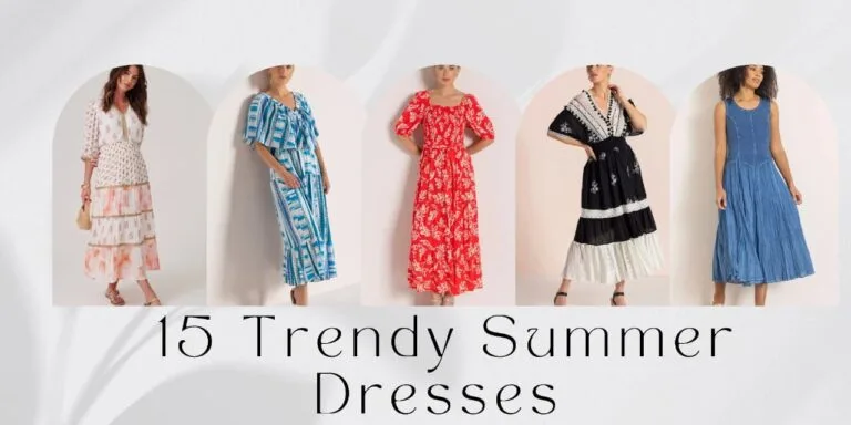 A collage of diverse women wearing trendy summer dresses including boho midis, floral maxis, and casual linen outfits for 2026.