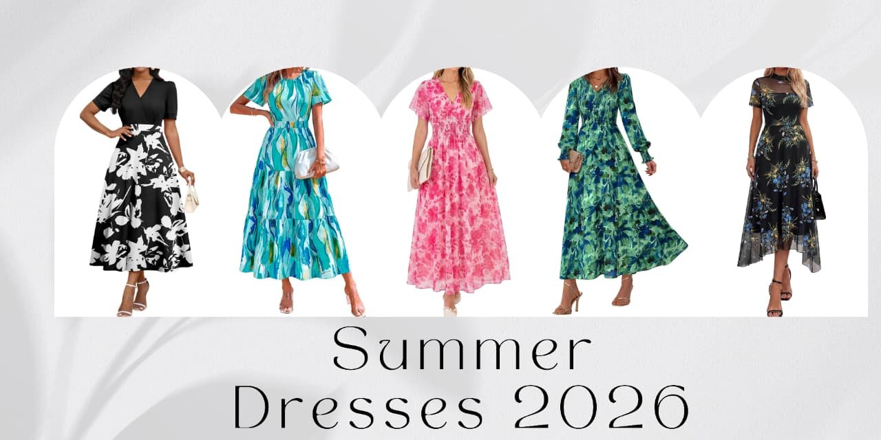 Best Summer Dresses 2026 You Need in Your Wardrobe 1 A curated collage showcasing 15 trendy summer dresses for 2026, featuring a variety of stylish floral prints, breezy maxi lengths, flattering wrap styles, and chic midi silhouettes for warm-weather fashion.