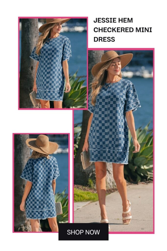 Jessie Hem Checkered Mini Dress - Affordable Trendy Fashion 2026