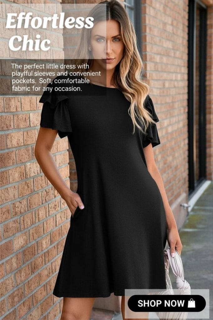 Women's casual ruffle sleeve summer mini dress