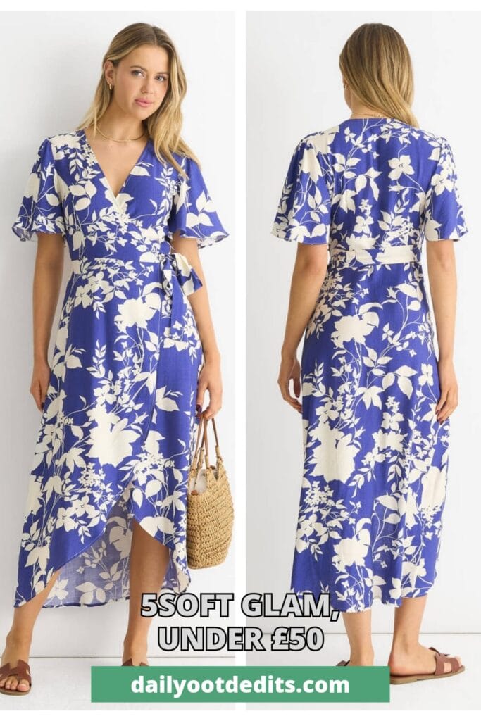 Affordable viscose floral wrap midi dress for summer 2026