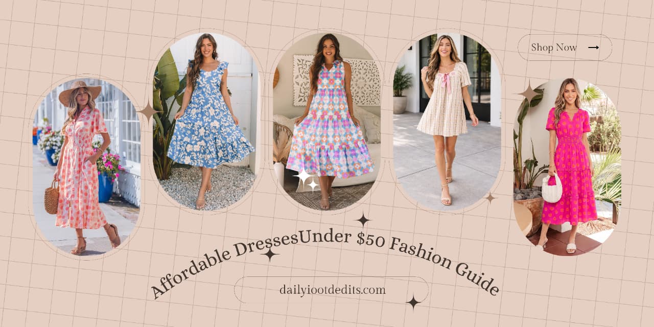 A collection of trendy and affordable dresses under $50 perfect for a stylish summer outfit