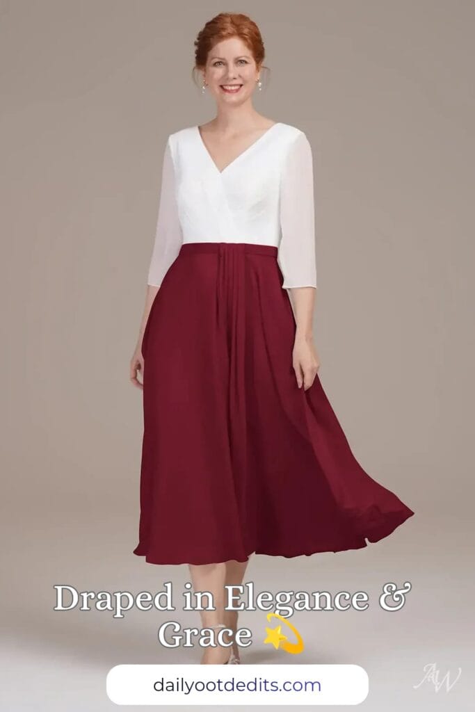 A floor-length modest formal dress in vibrant jester red, featuring a flowing silhouette perfect for elegant summer formal events.
