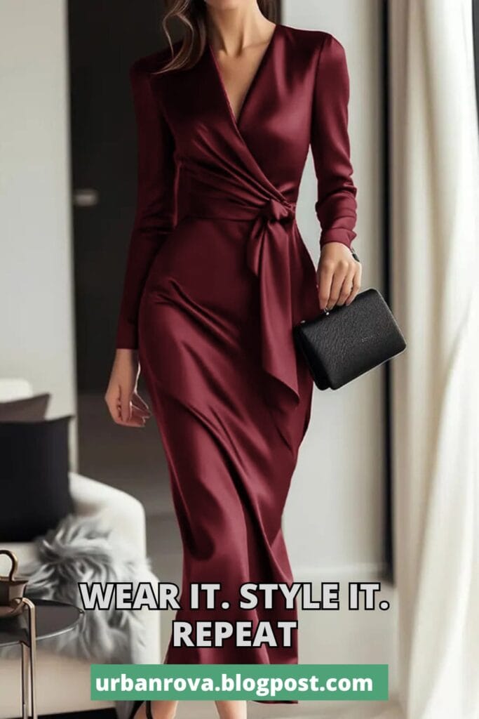 Zeagoo elegant satin V-neck maxi dress for a 2026 summer capsule wardrobe.