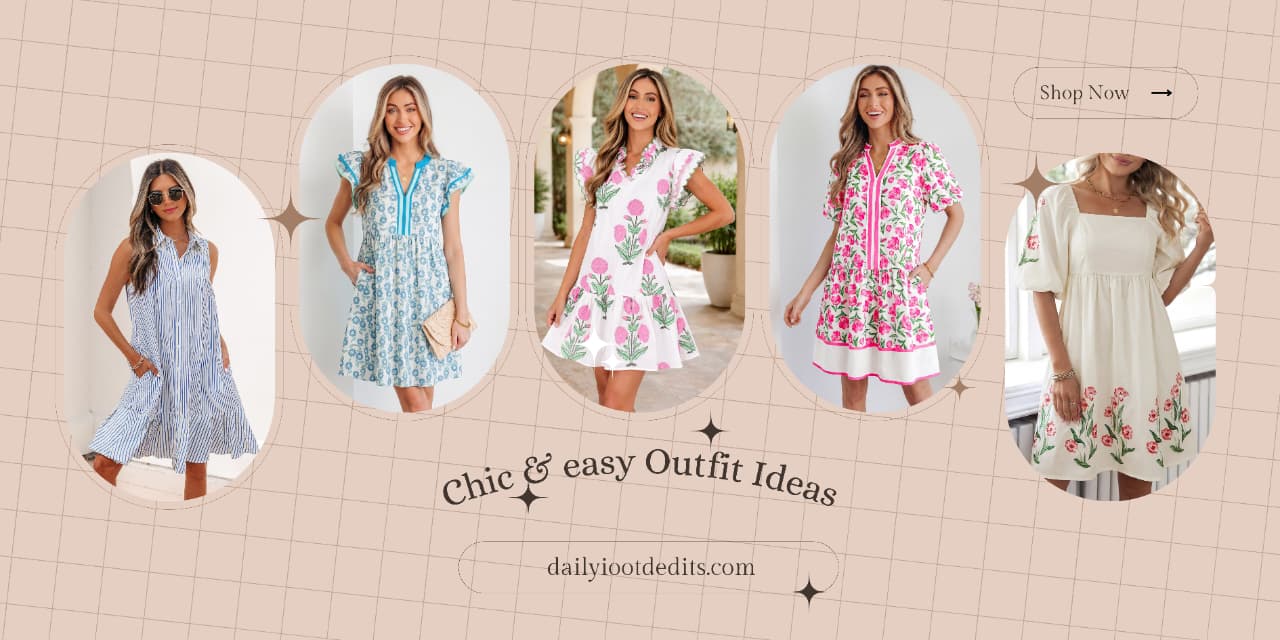 Chic summer brunch outfits collection featuring trendy dresses for women