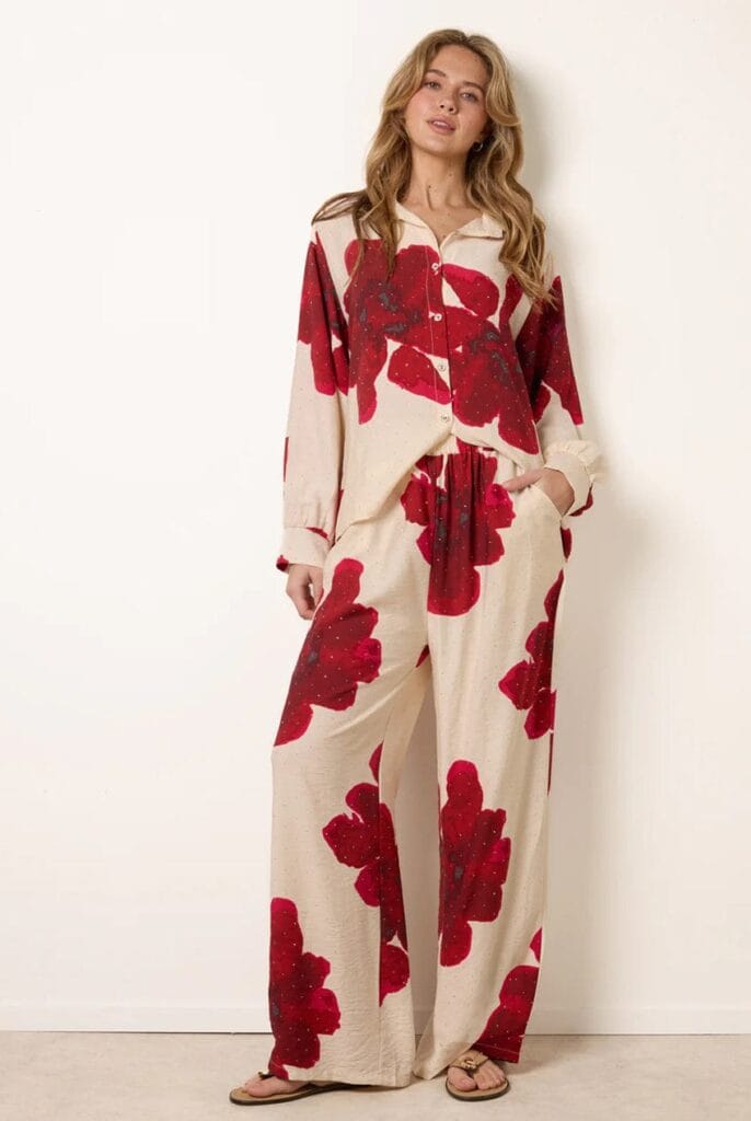 A stylish floral print co-ord set from Blue Vanilla featured in a 2026 summer capsule wardrobe collection.