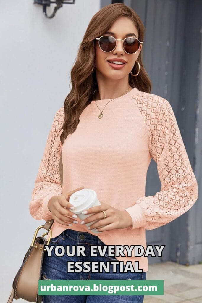 Zeagoo raglan lace-sleeve blouse styled for a 2026 summer capsule wardrobe.
