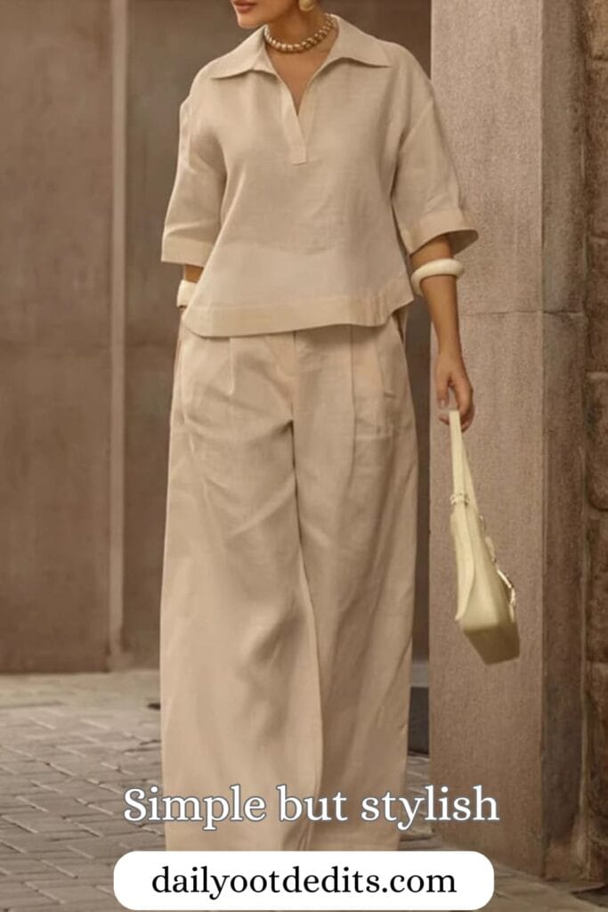 A woman wearing a trendy Minimalist Casual Solid Color Crop Top and Pants Set by Zeagoo, representing the best in Womens Summer Dresses 2026 fashion for a chic, breezy summer look.