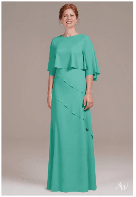 15 Elegant Mother of the Bride Gowns with Sleeves for 2026 4 Elegant AW Keeley Tiffany floral mother of the bride dress with a sophisticated silhouette, perfect for weddings and formal special occasions.