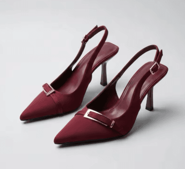25 Minimalist Capsule Wardrobe Essentials 2026 | Timeless Pieces Every Woman Needs 18 A pair of elegant, minimalist solid-colored high-heeled sandals in wine red, showcased as a sophisticated choice for 2026 office-ready capsule wardrobe essentials.