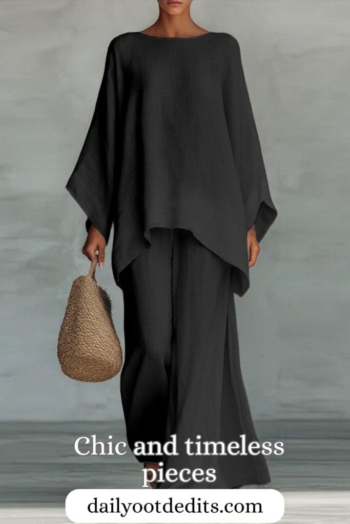 A model wearing the Zeagoo Linen-Blend Cape-Style Top and Wide-Leg Pants Set, showcasing the best in elegant and breezy Womens Summer Dresses 2026 fashion.