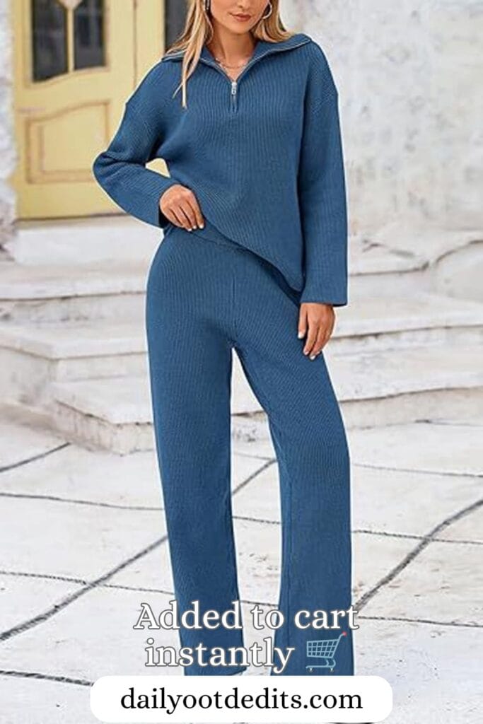 A model wearing the Zeagoo Minimalist Versatile Zip Sweatsuit Set, showcasing the best in comfortable, modern Womens Summer Dresses 2026 fashion alternatives.