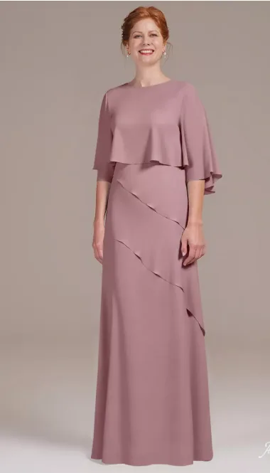 Elegant AW Keeley mauve mist mother of the bride dress, featuring a sophisticated floral-inspired silhouette for formal wedding guest attire.