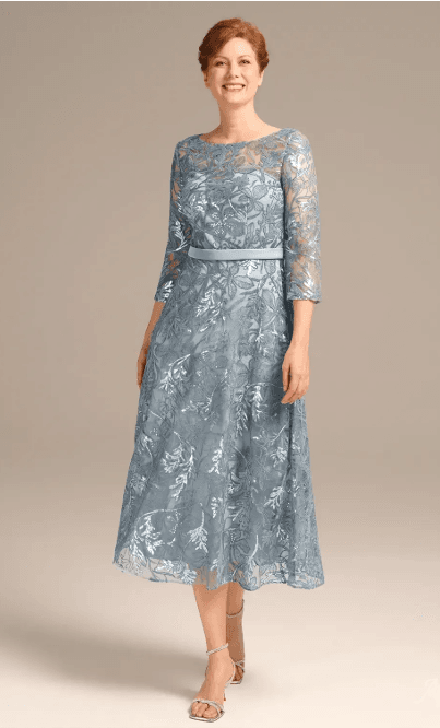 15 Elegant Mother of the Bride Gowns with Sleeves for 2026 7 Elegant AW Larissa mist mother of the bride dress, featuring a sophisticated and flowy silhouette perfect for formal wedding guest attire.