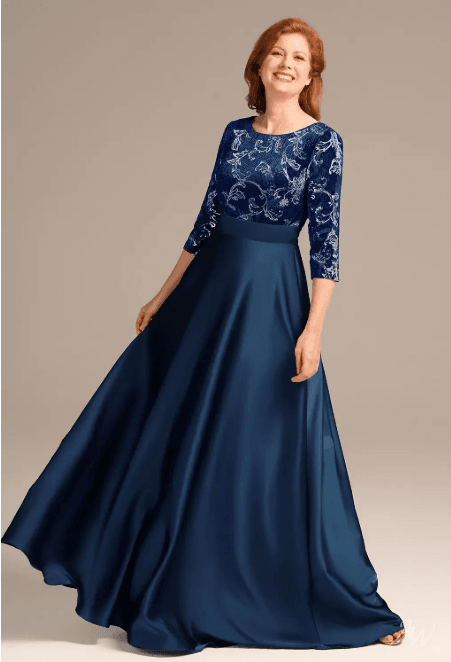 15 Elegant Mother of the Bride Gowns with Sleeves for 2026 16 Elegant AW Mahalia royal blue mother of the bride dress, featuring a sophisticated silhouette perfect for formal wedding guest attire.