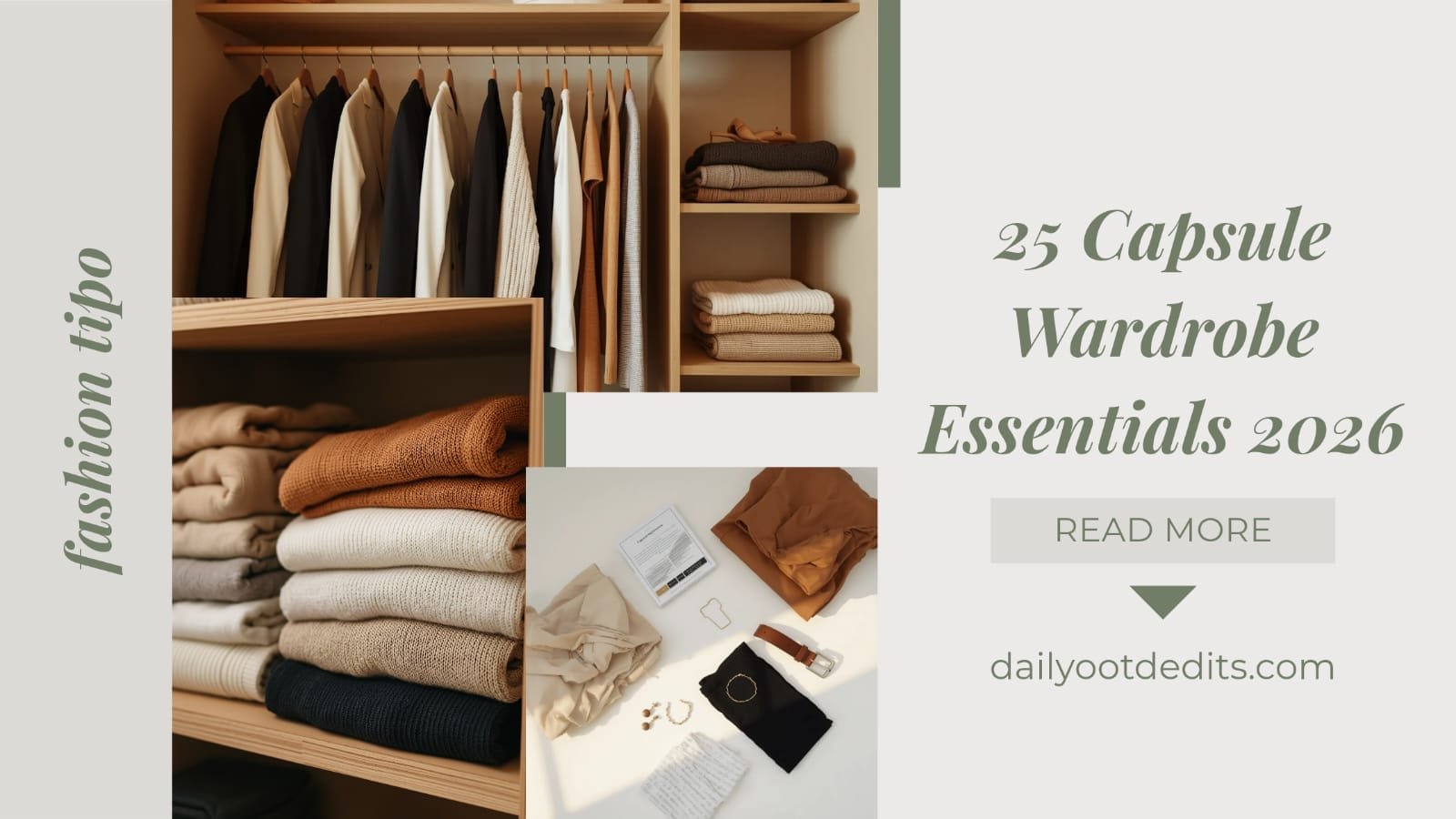25 Minimalist Capsule Wardrobe Essentials 2026 | Timeless Pieces Every Woman Needs 1 Flat-lay photography of 25 essential fashion items, including blazers, wide-leg trousers, and minimalist accessories for a 2026 capsule wardrobe