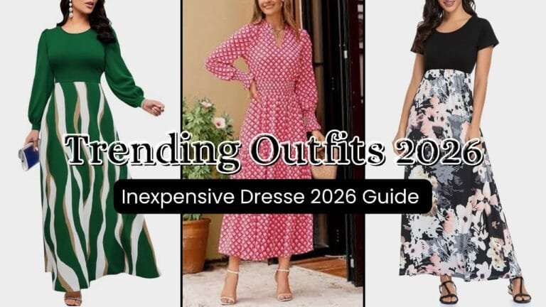 A curated flat-lay and lookbook display showcasing 12 trendy, affordable long and maxi dresses for women, featuring casual everyday wear, elegant church styles, and resort-ready pieces.